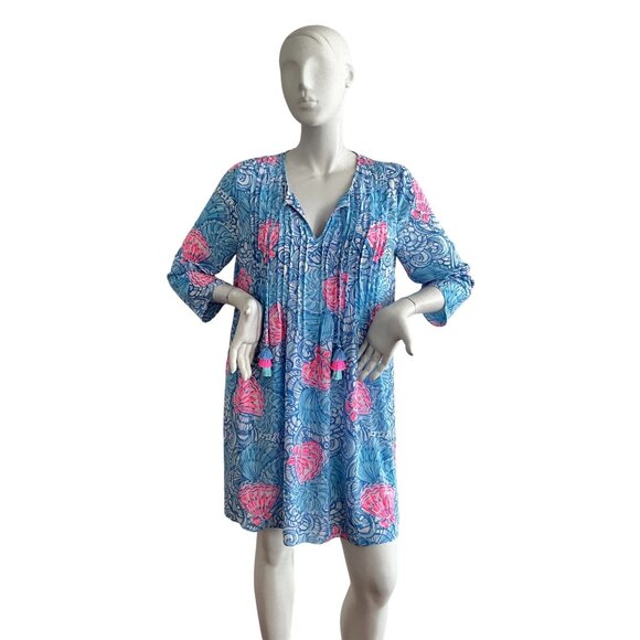 Lilly Pulitzer Marlina Tunic Dress Blue Pink L - Picture 2 of 10